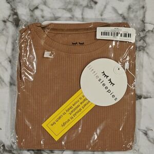 NEW Little Sleepies Ribbed Carmel Brown Long Sleeve 2 Piece‎ Pajama Size 5/6